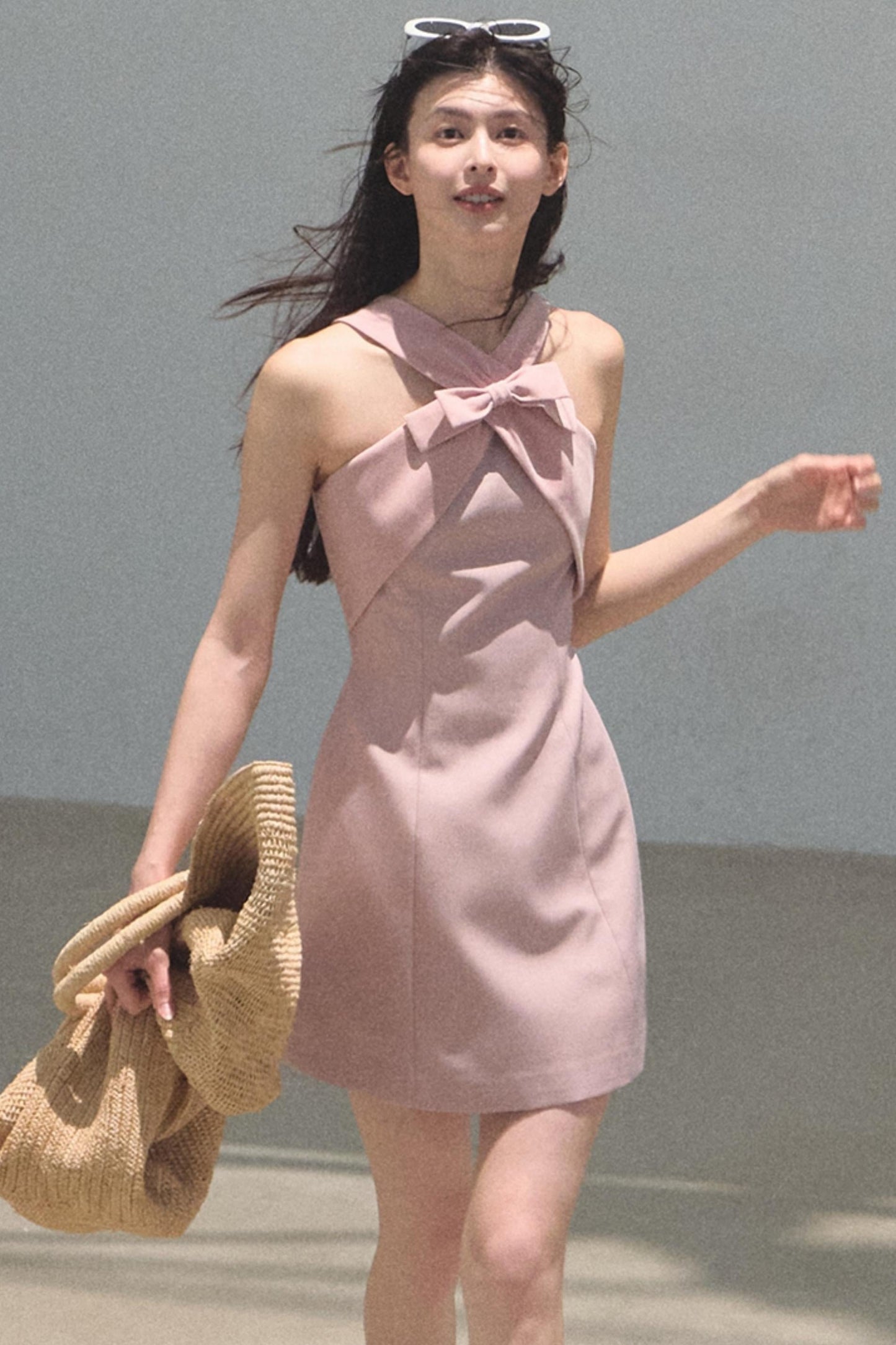 Cherry Melon Sleeveless Halterneck A-Line Dress