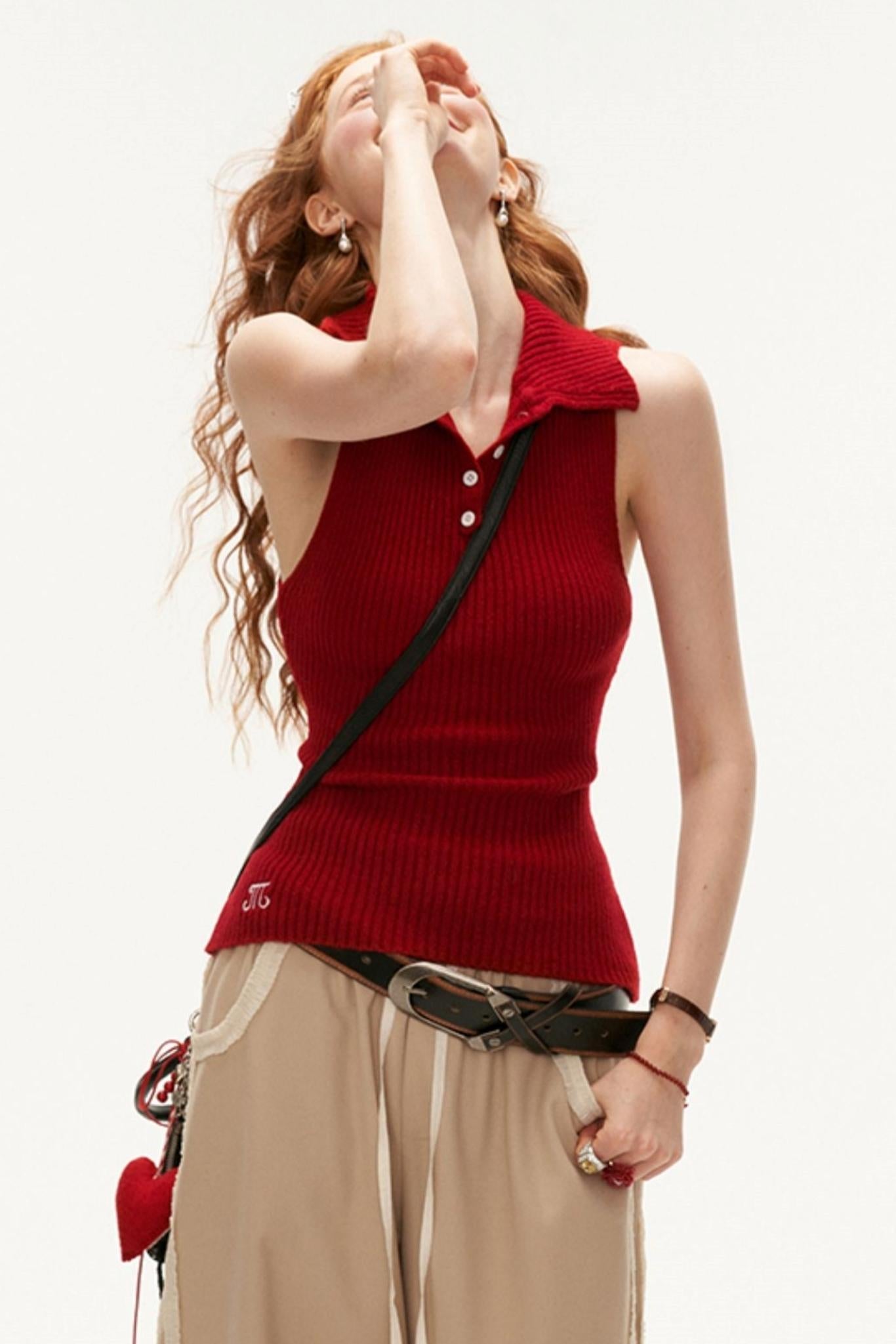 A Long Sleeve Polo Vest Top