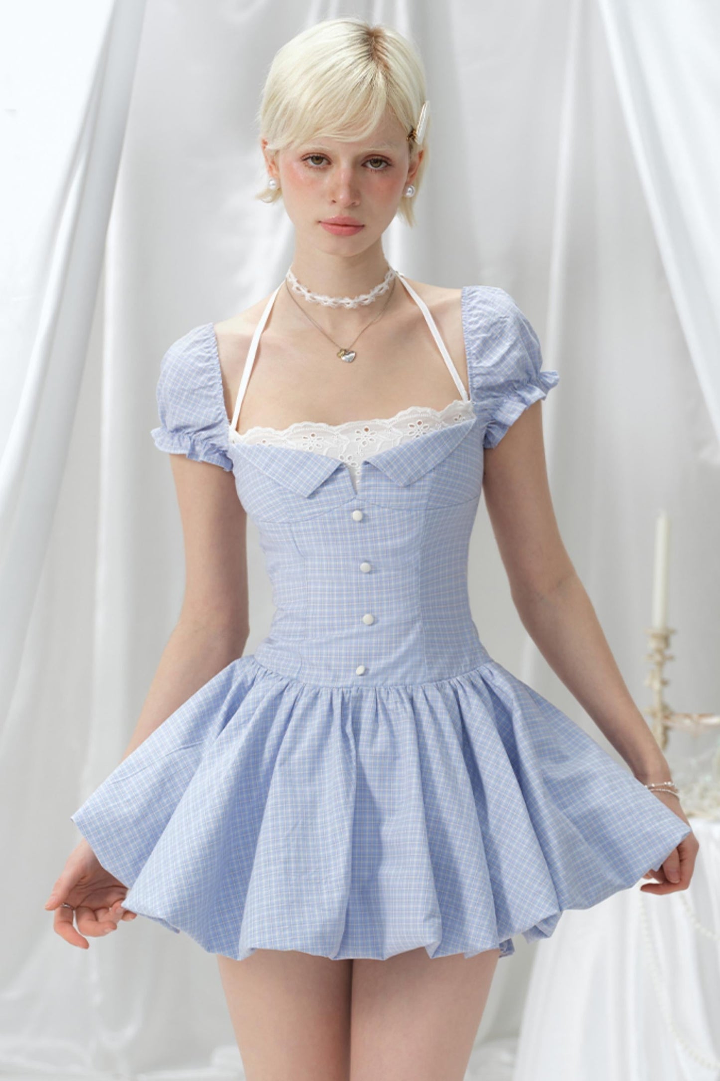 Spicy Plaid Floral Dress