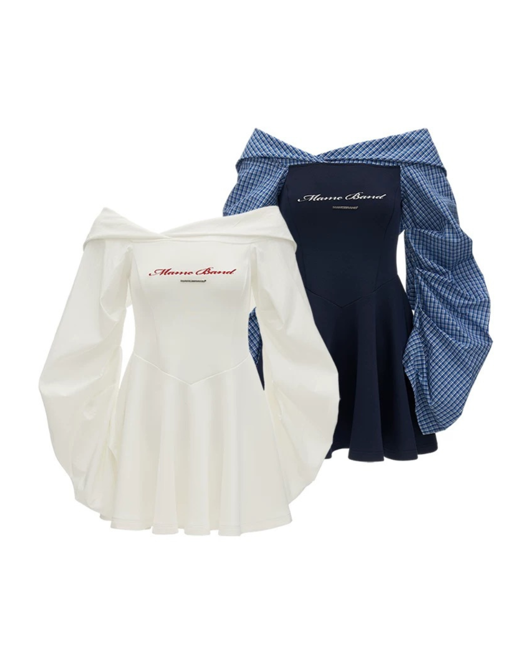 A Stitched Balloon Sleeve Shoulder Dress