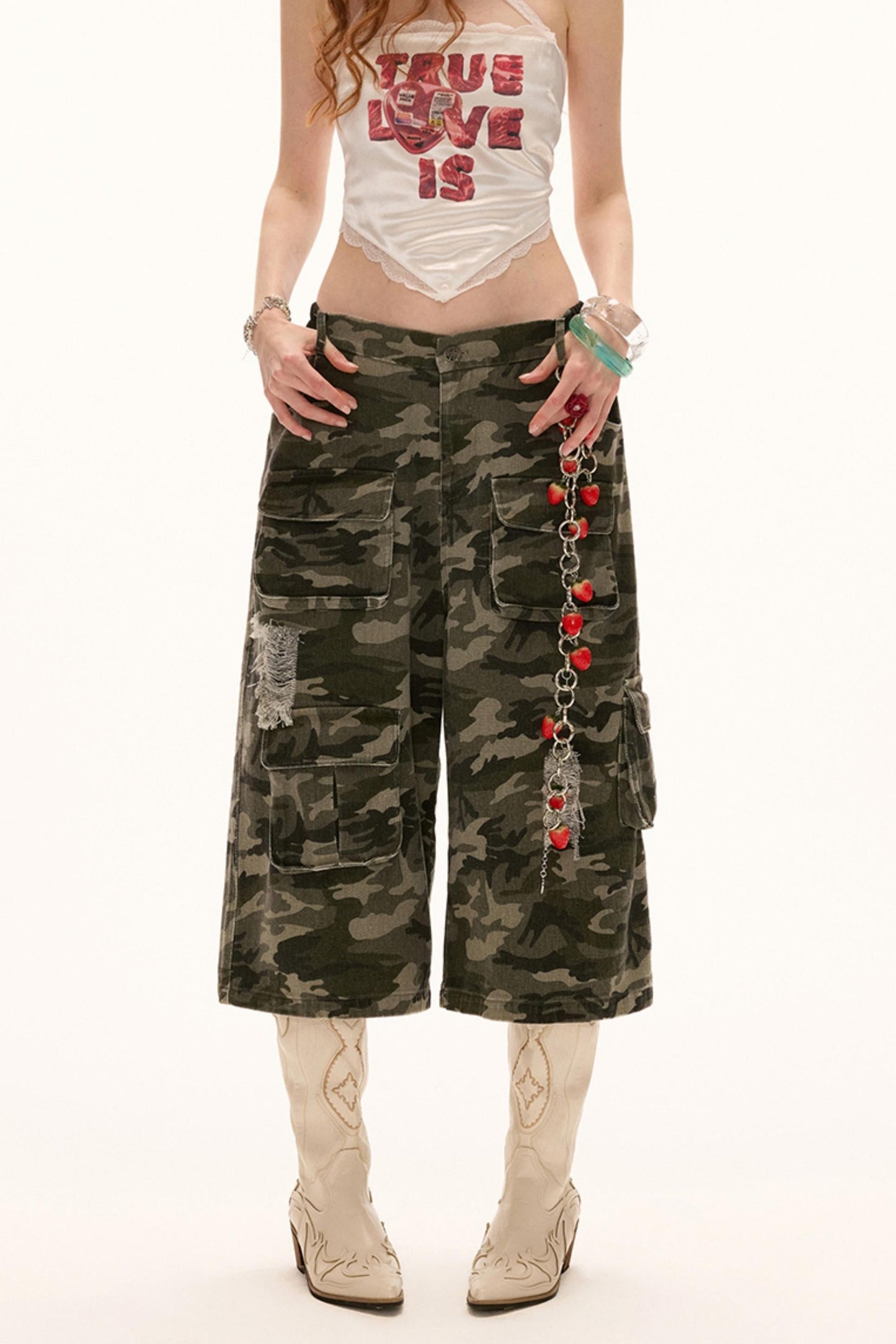 Camouflage Denim Shorts