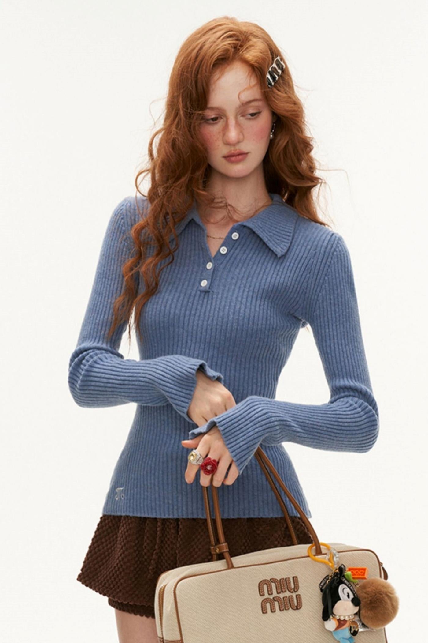 A Long Sleeve Polo Vest Top