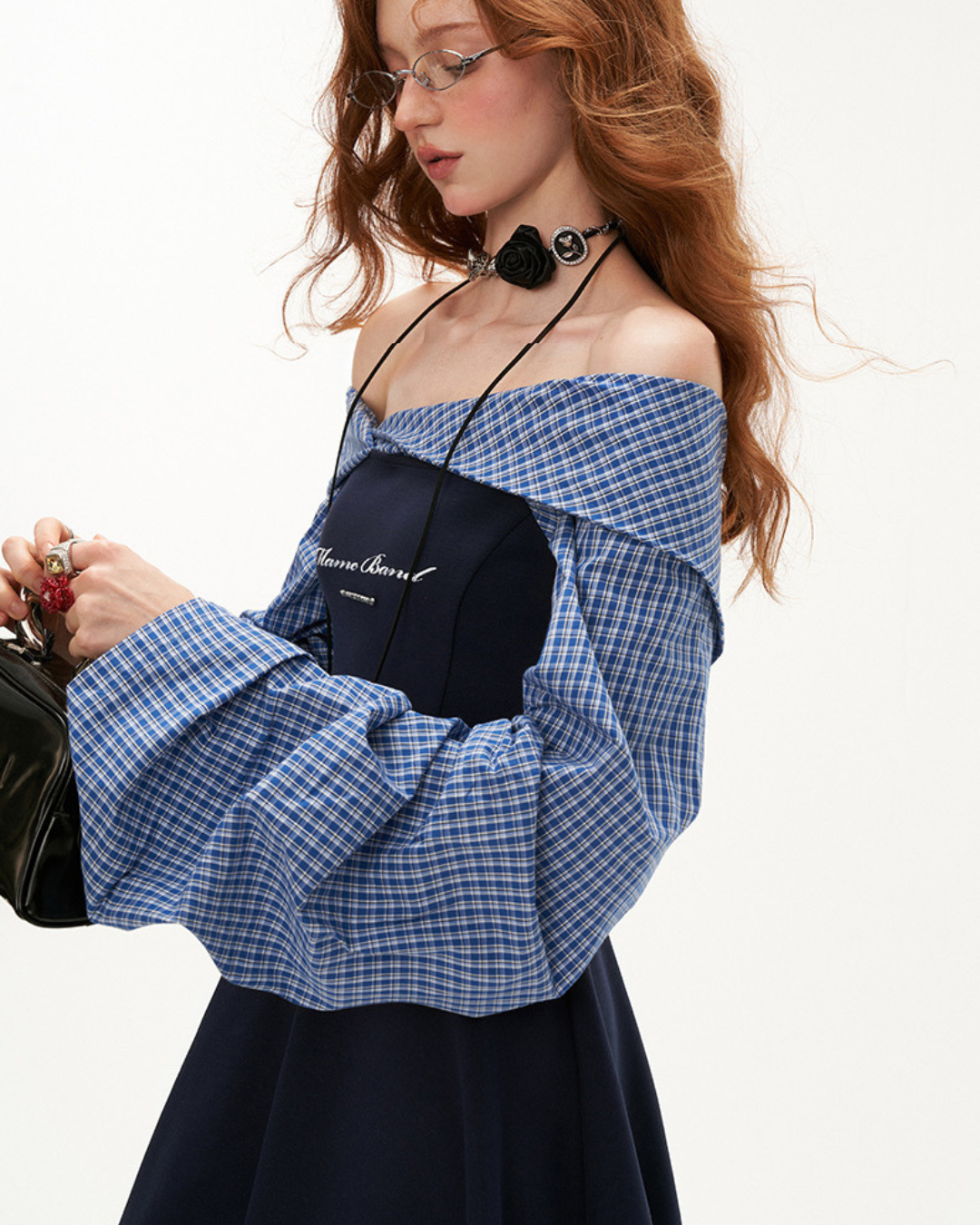 A Stitched Balloon Sleeve Shoulder Dress