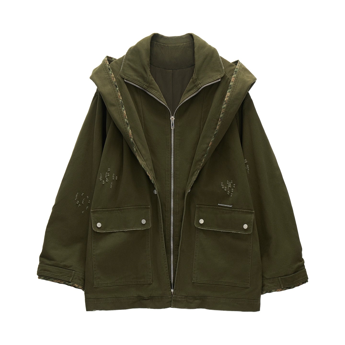 Vintage Distressed Frayed Cargo Jacket