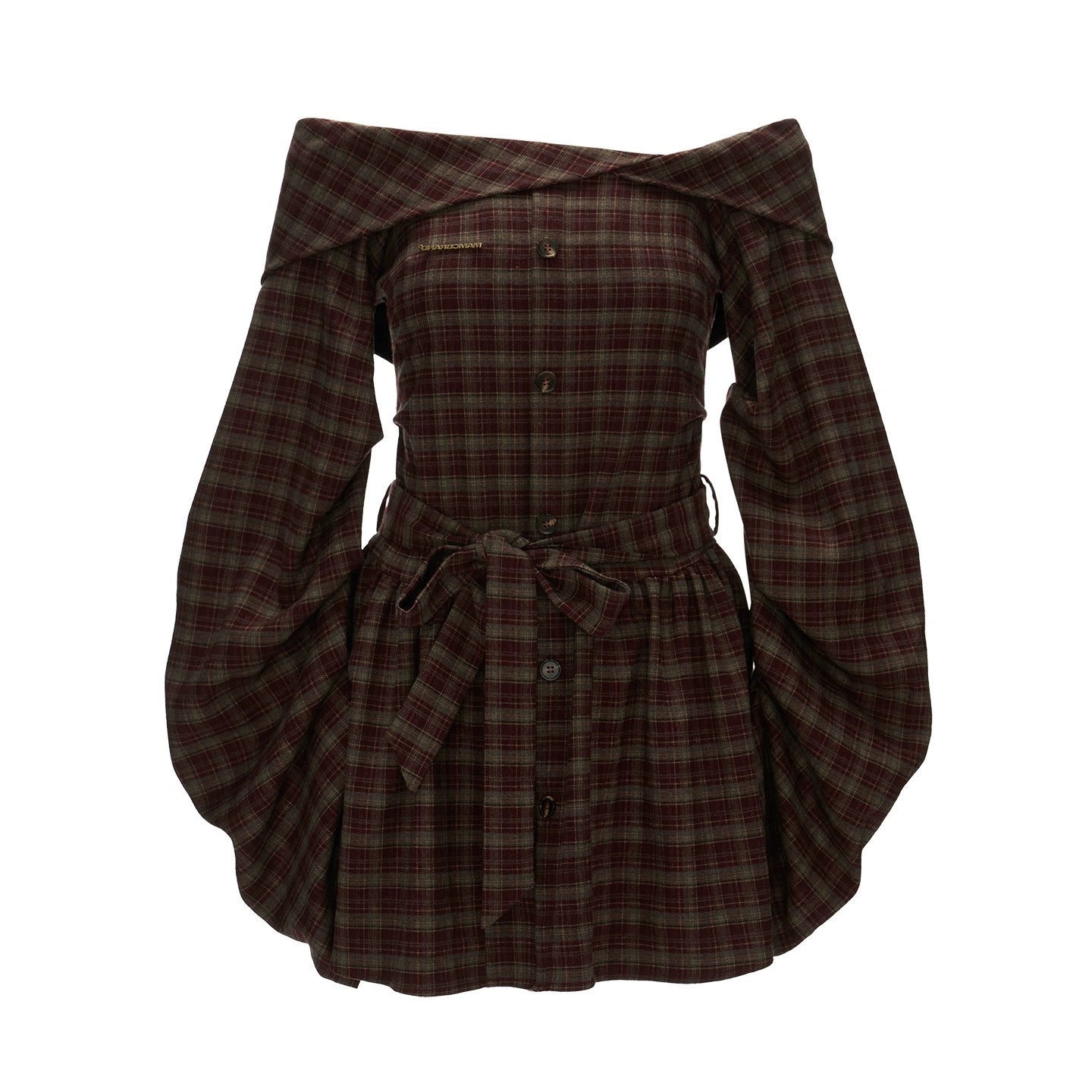 Vintage Plaid Bow Waist Dress