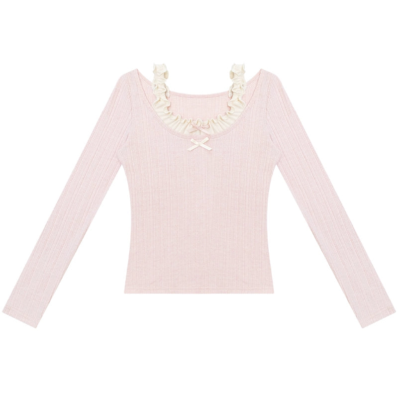 Fake Two Bow Halterneck Top