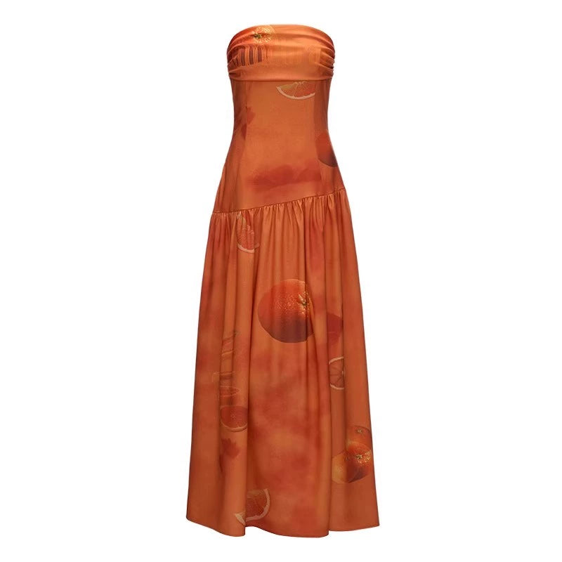 A Orange Vacation Bandeau Dress