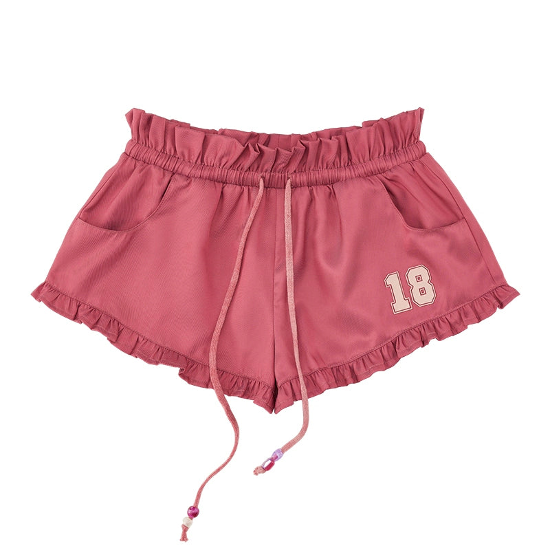 A Pink Ruffle Shorts Pants