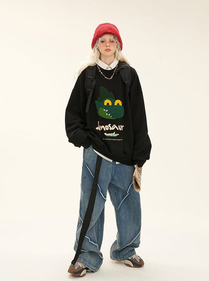 button wash straight-leg pants