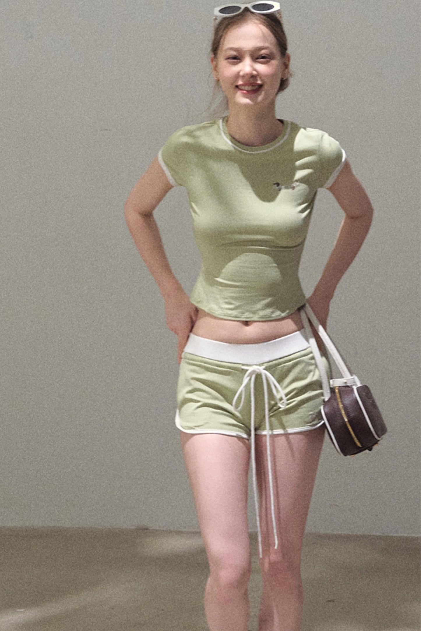 Colorblock Lace-Up Top Set-Up