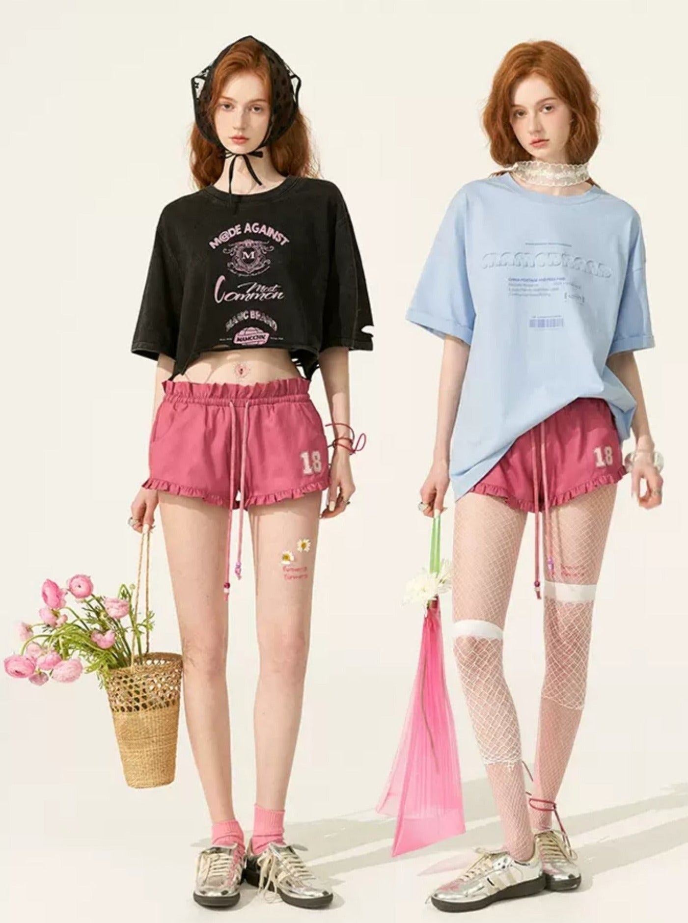 A Pink Ruffle Shorts Pants