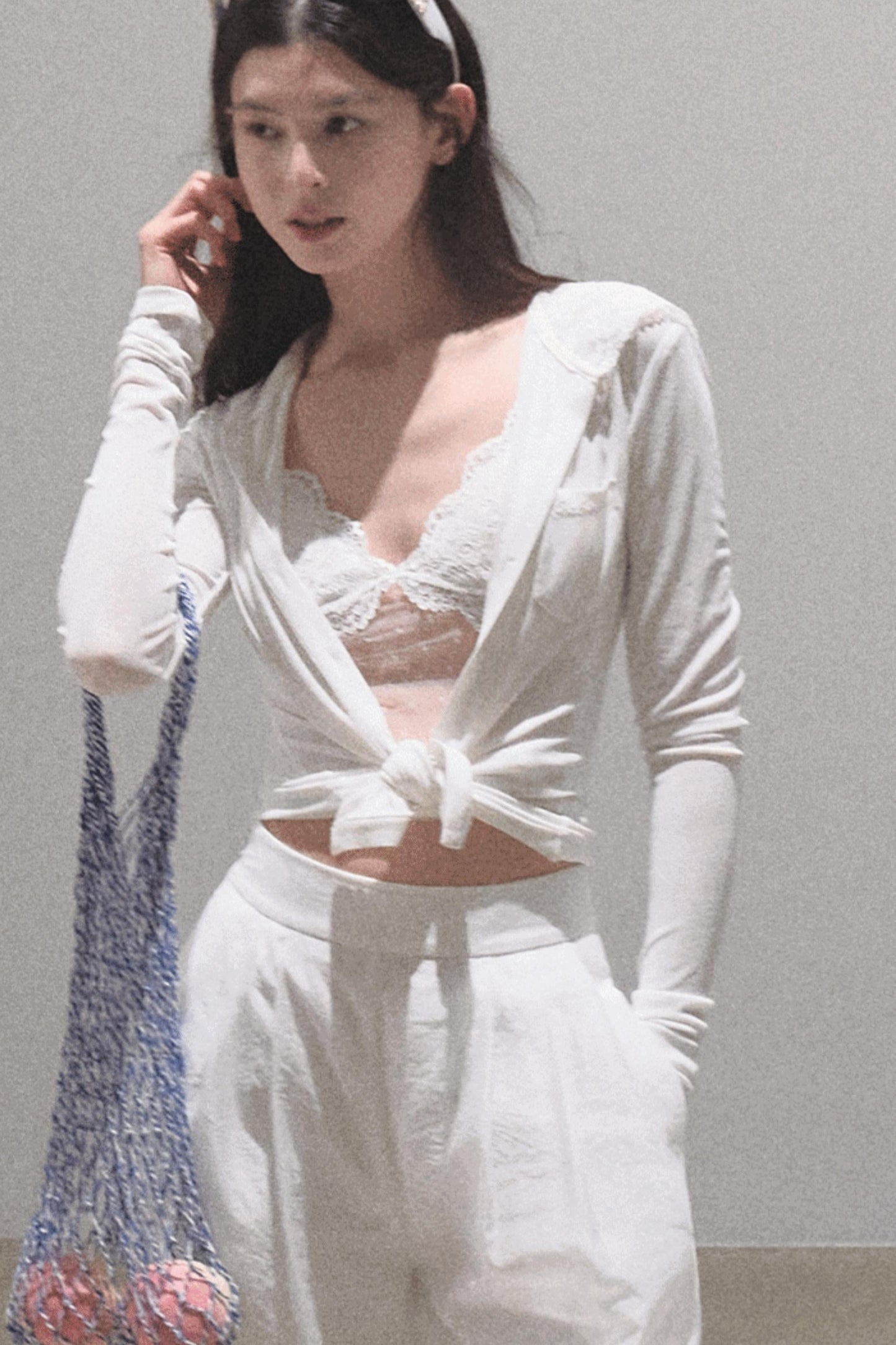 Snowflake Knit Hoodie &amp; Patchwork Shorts Set-Up