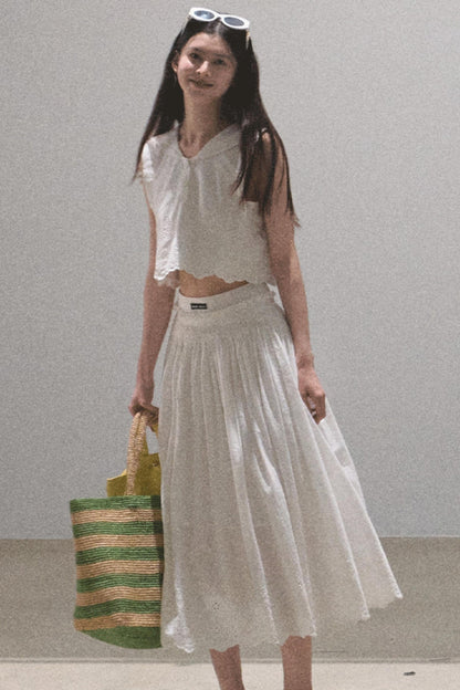 Cotton Tank & Pleated Skirt Set-Up