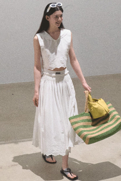 Cotton Tank & Pleated Skirt Set-Up