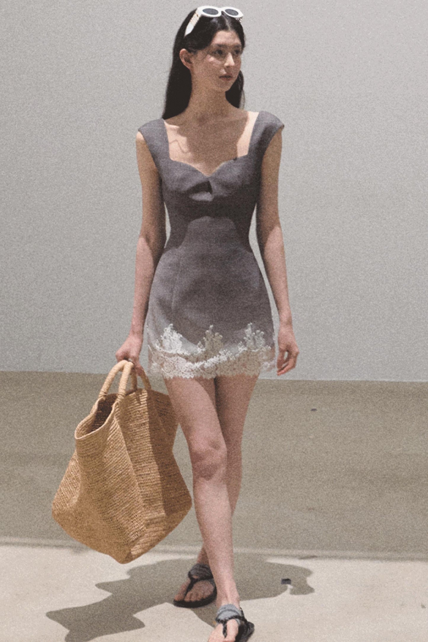 Nightfall Gingham Lace Mini Dress