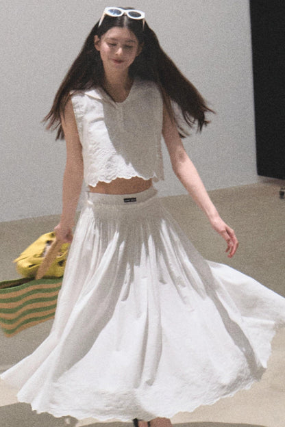 Cotton Tank & Pleated Skirt Set-Up