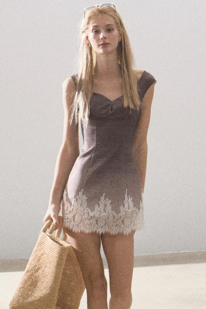 Nightfall Gingham Lace Mini Dress