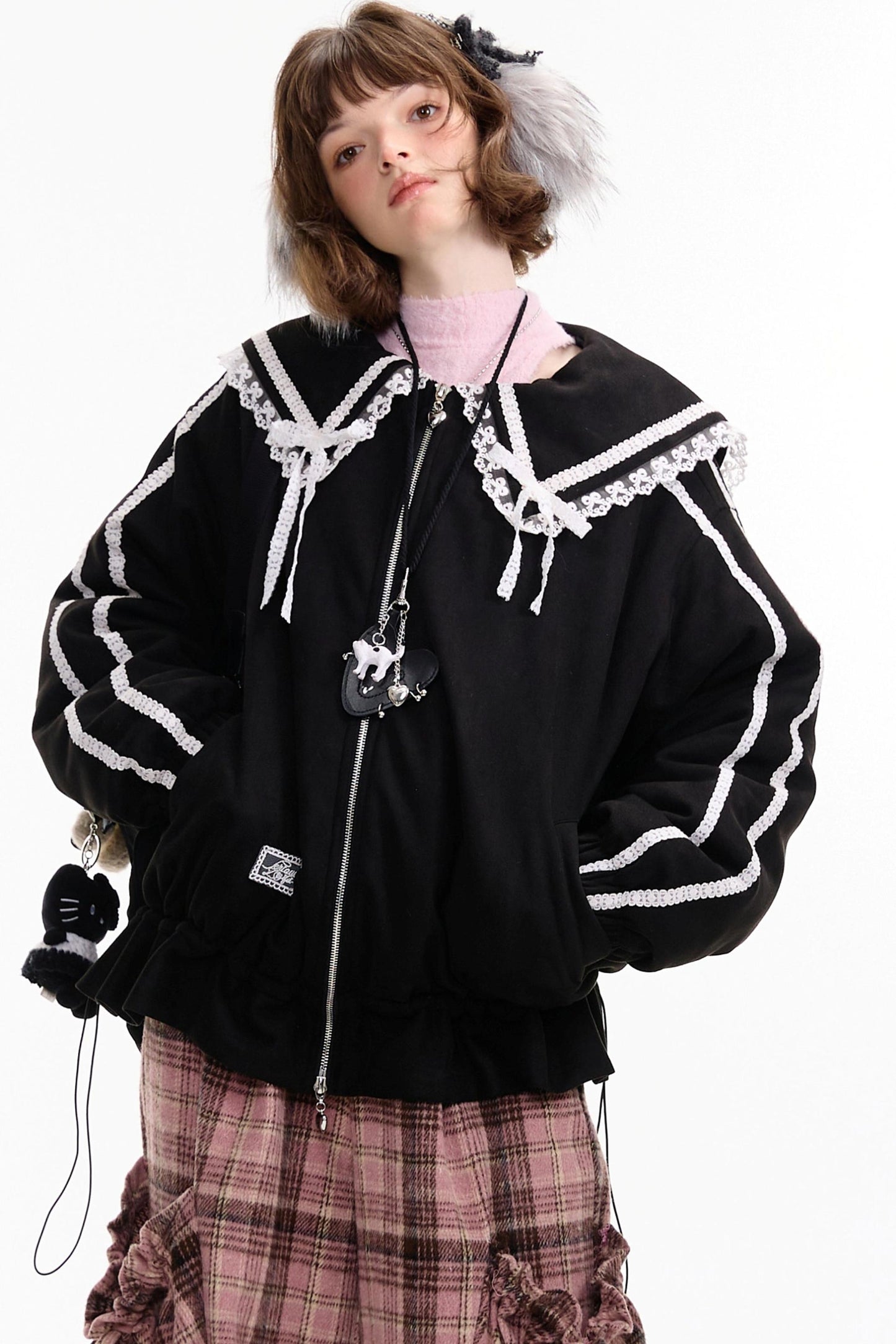 American Vintage Lace Splicing Cotton Jacket