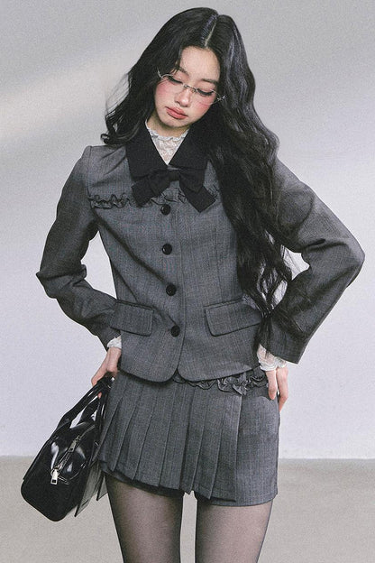 French Pleated Short Skirt Set-Up