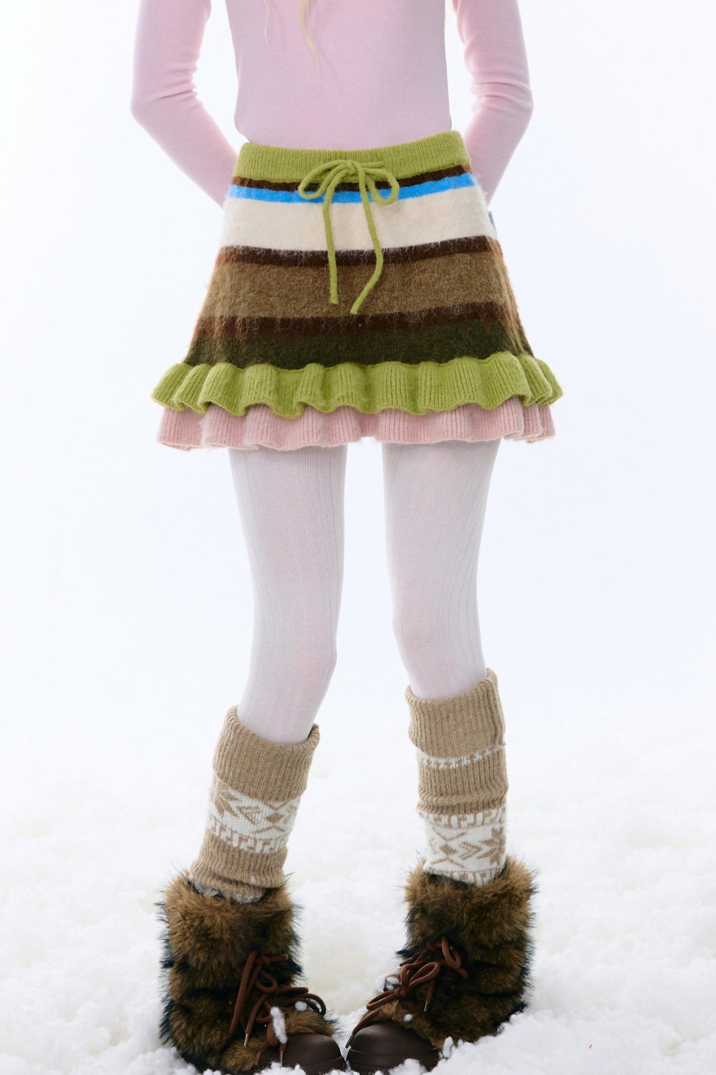 复古条纹针织裙