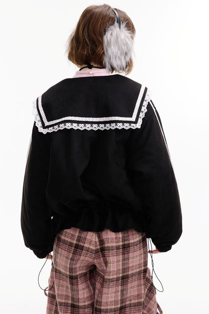 American Vintage Lace Splicing Cotton Jacket