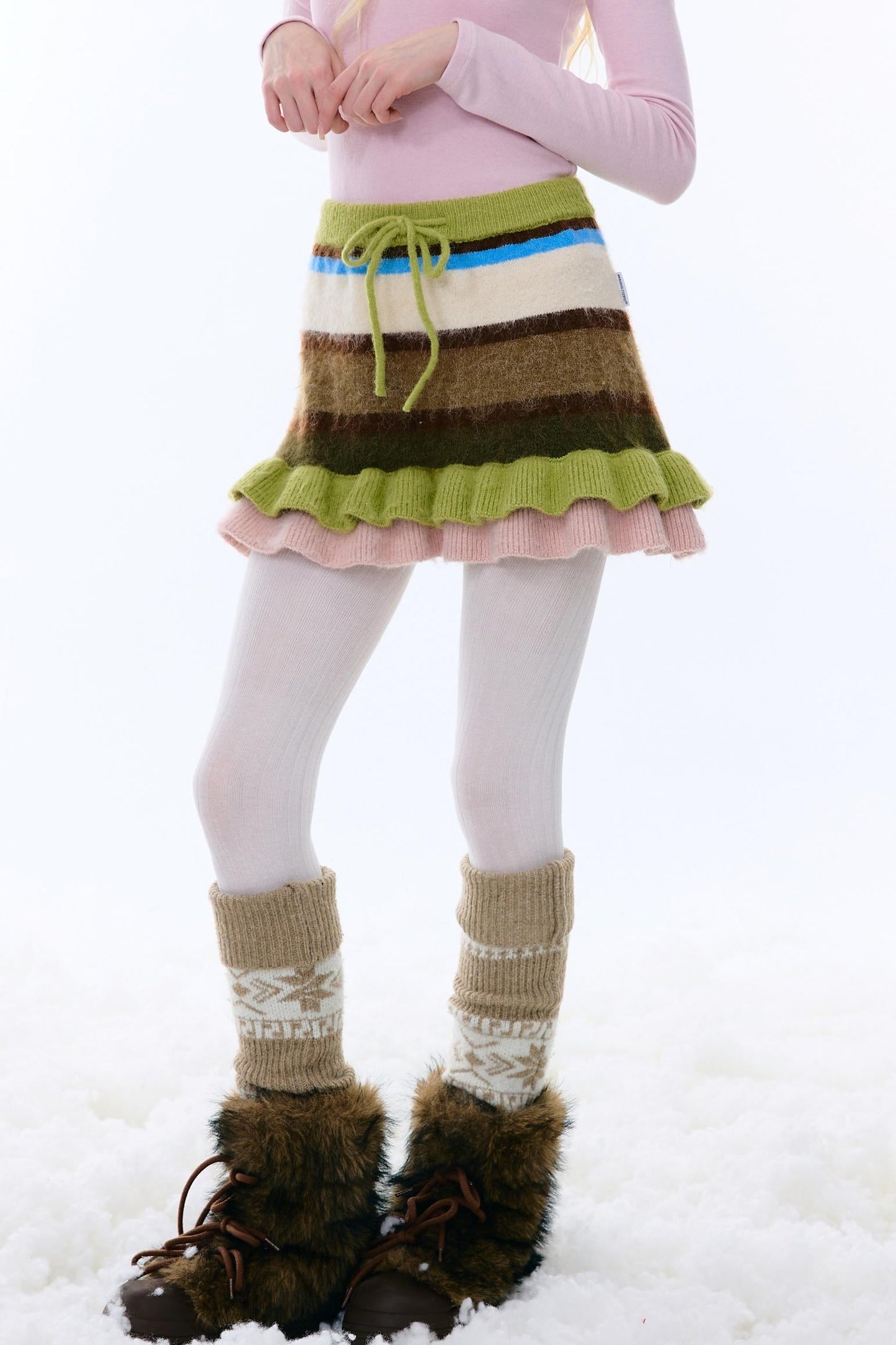 复古条纹针织裙