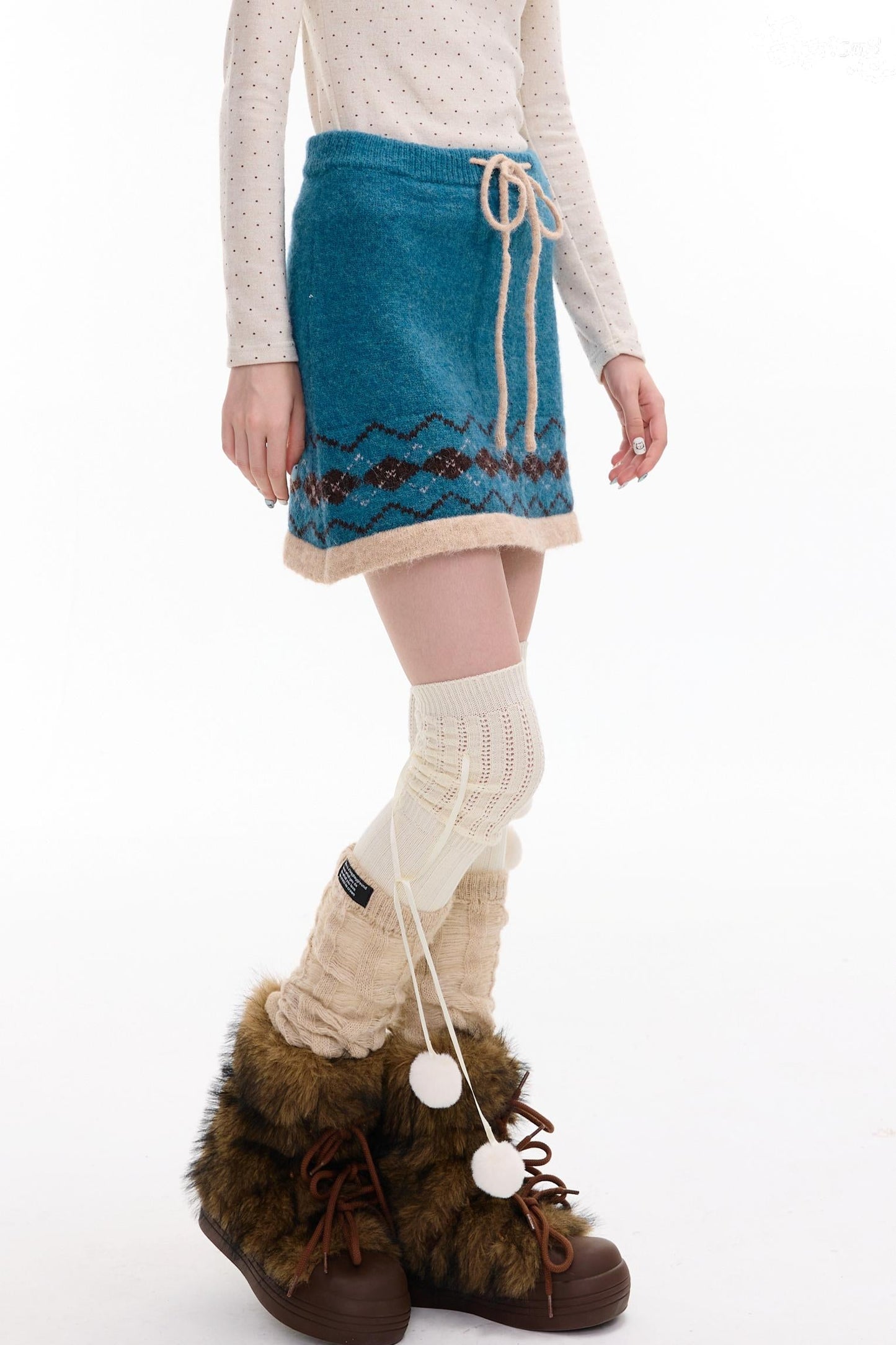 Retro Design High Waist A-Line Knitted Skirt