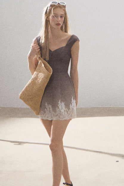 Nightfall Gingham Lace Mini Dress