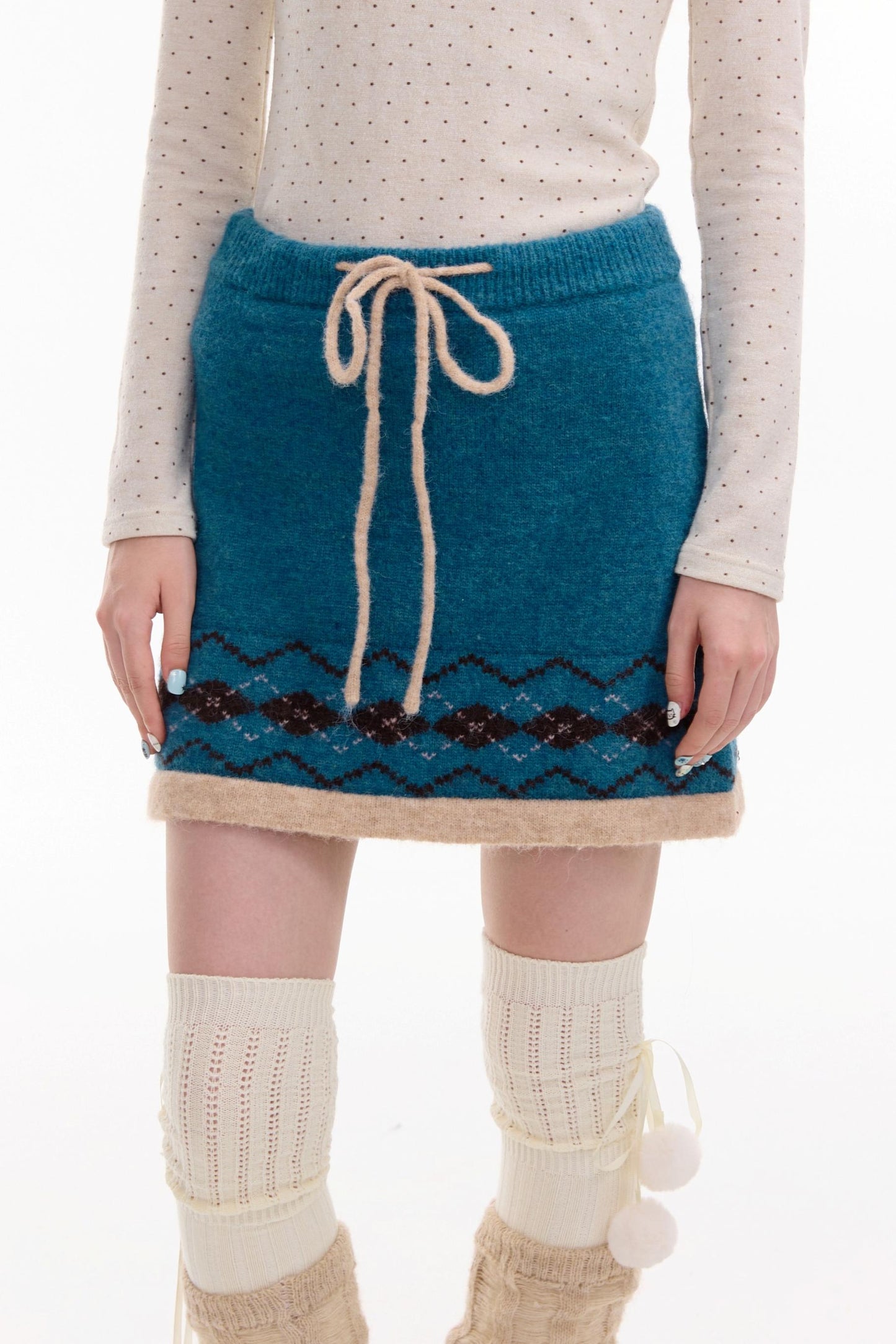 Retro Design High Waist A-Line Knitted Skirt