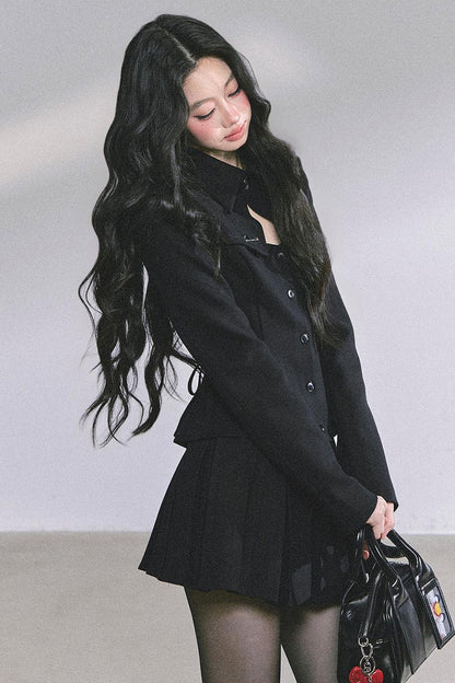 Gatsby Daughter Two-Piece Black Jacket Set-Up