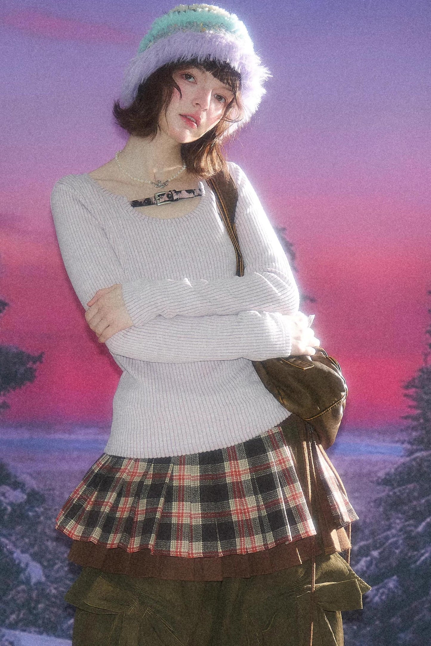 Design Leopard Print Long Sleeve Knit Shirt