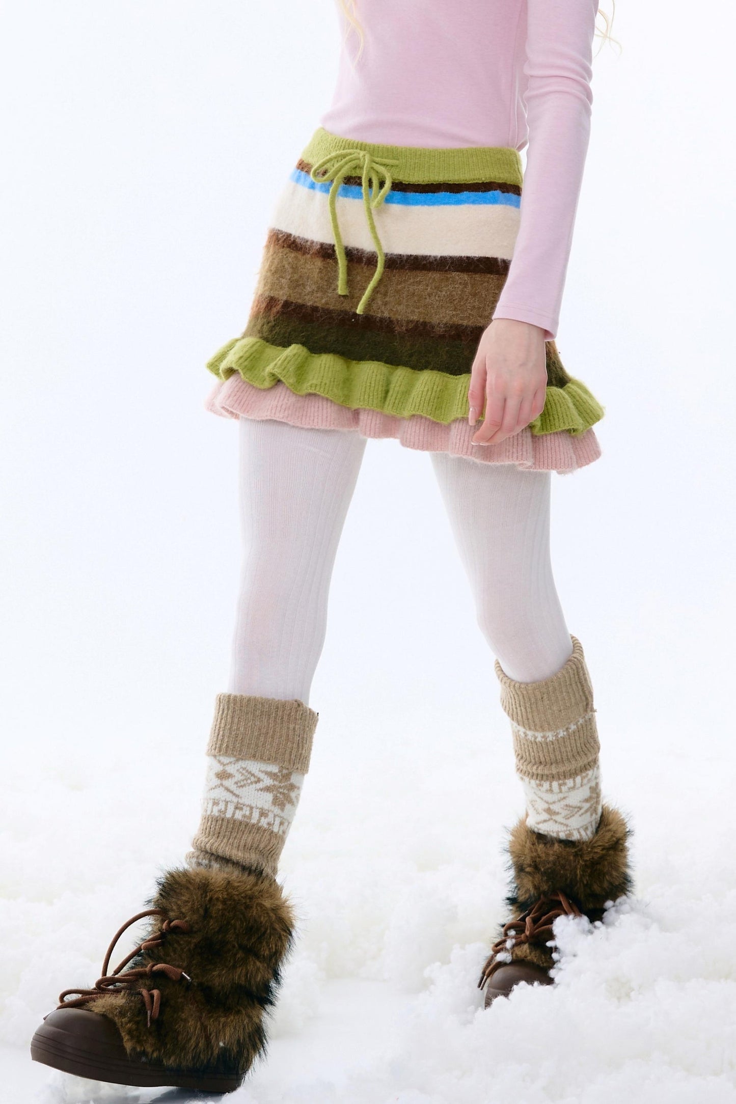 复古条纹针织裙