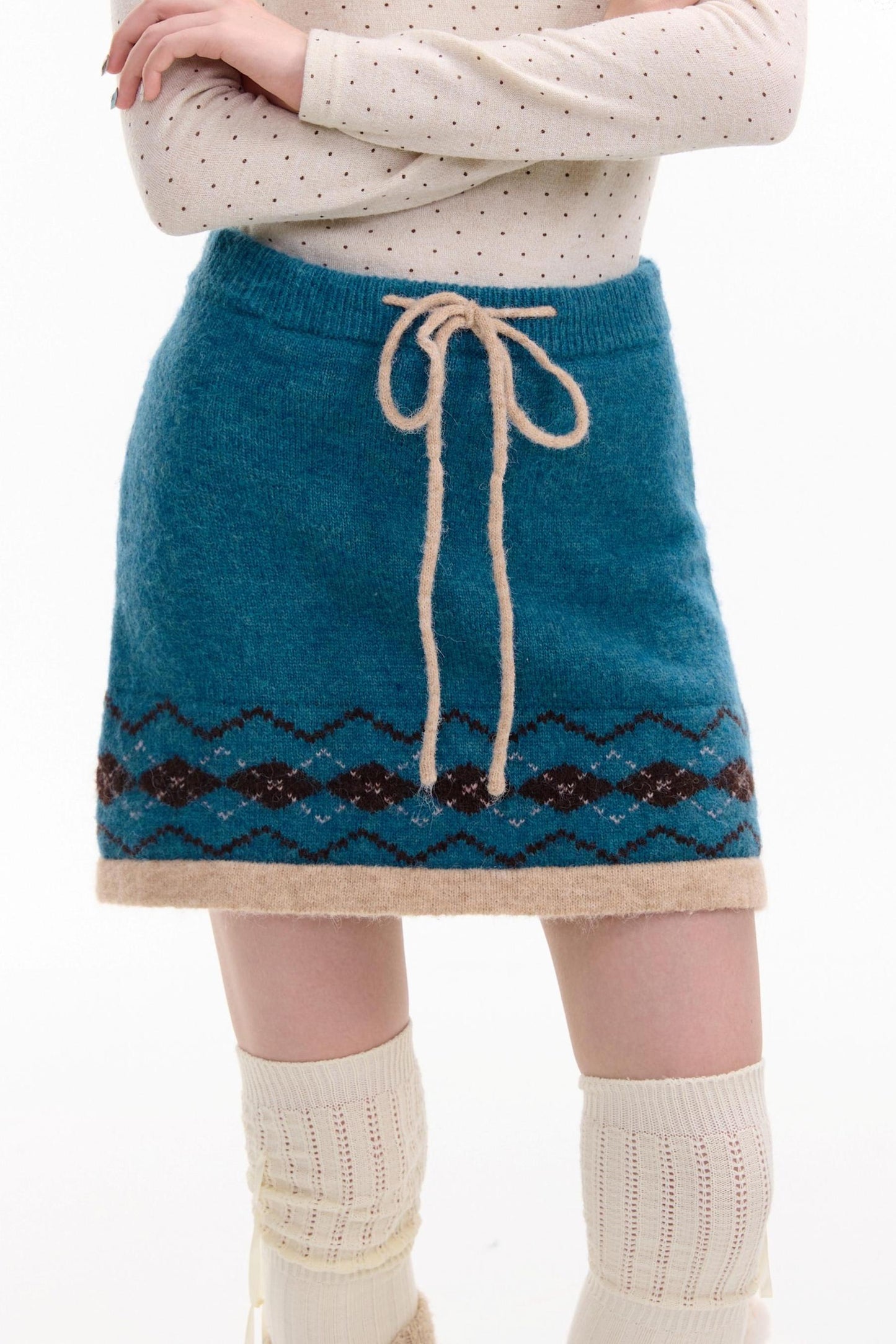 Retro Design High Waist A-Line Knitted Skirt