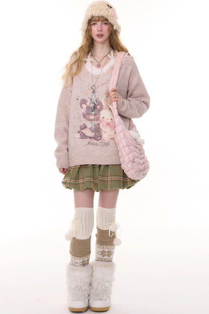 Green Plaid Woolen Skirt