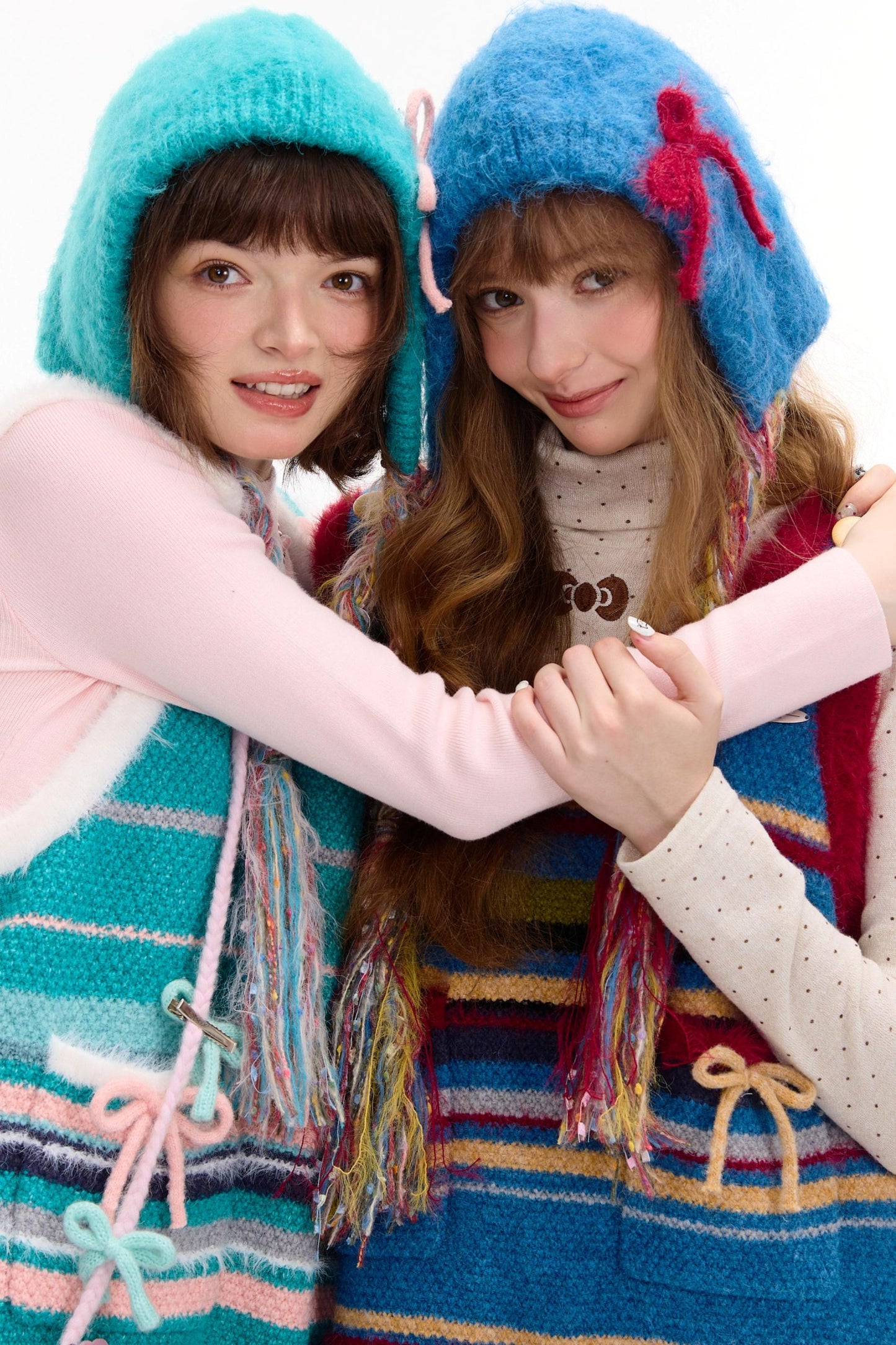 American Retro Striped Bow Knitted Vest Dress