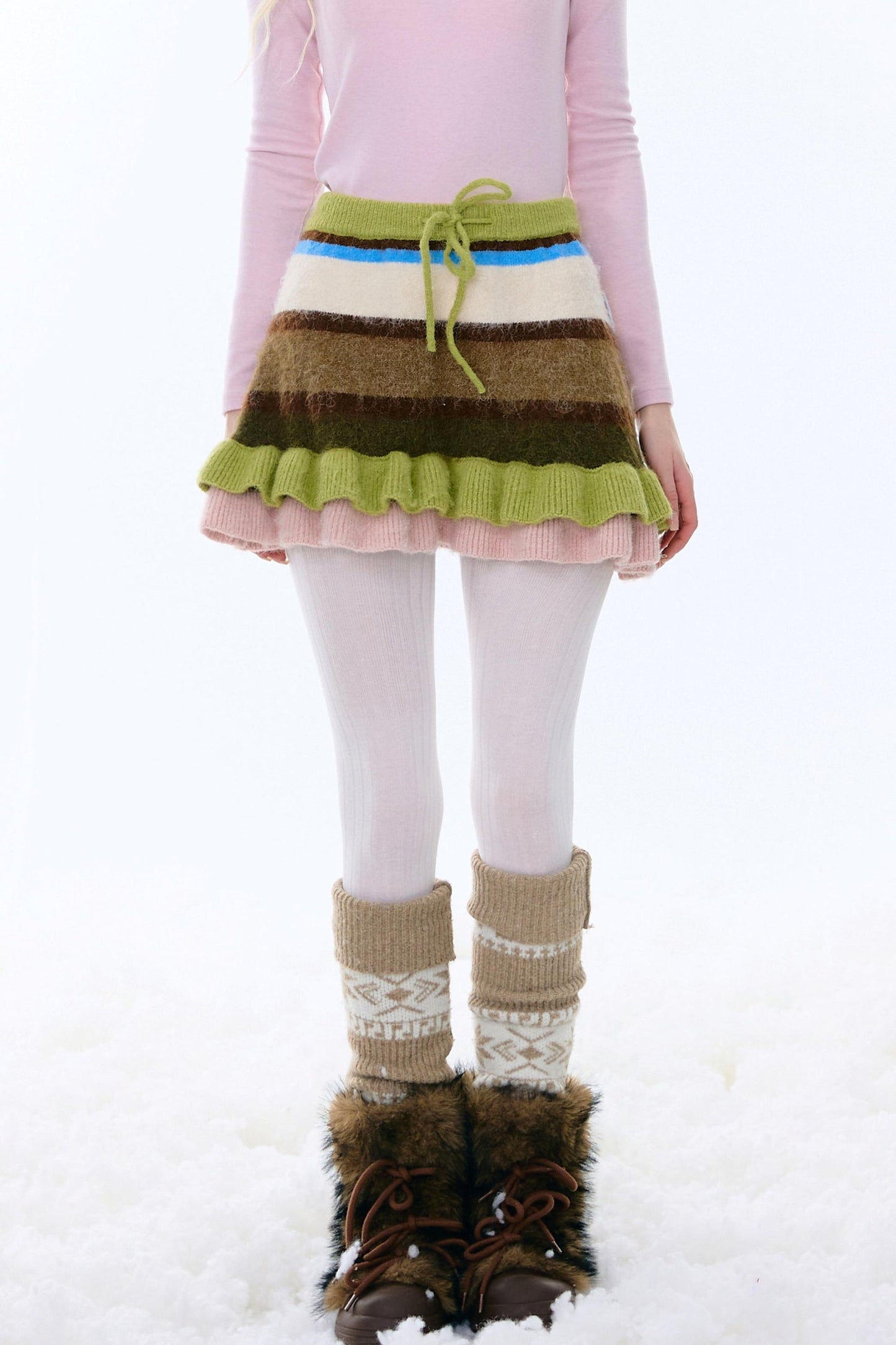 复古条纹针织裙