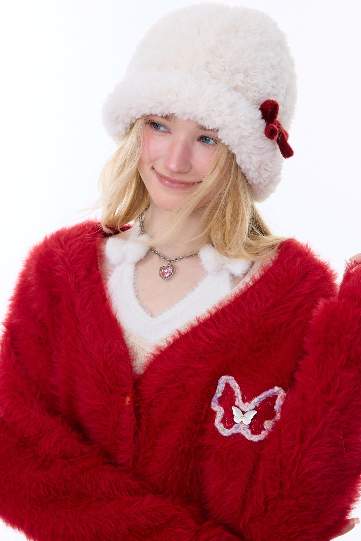 American-Style Red Cardigan Sweater