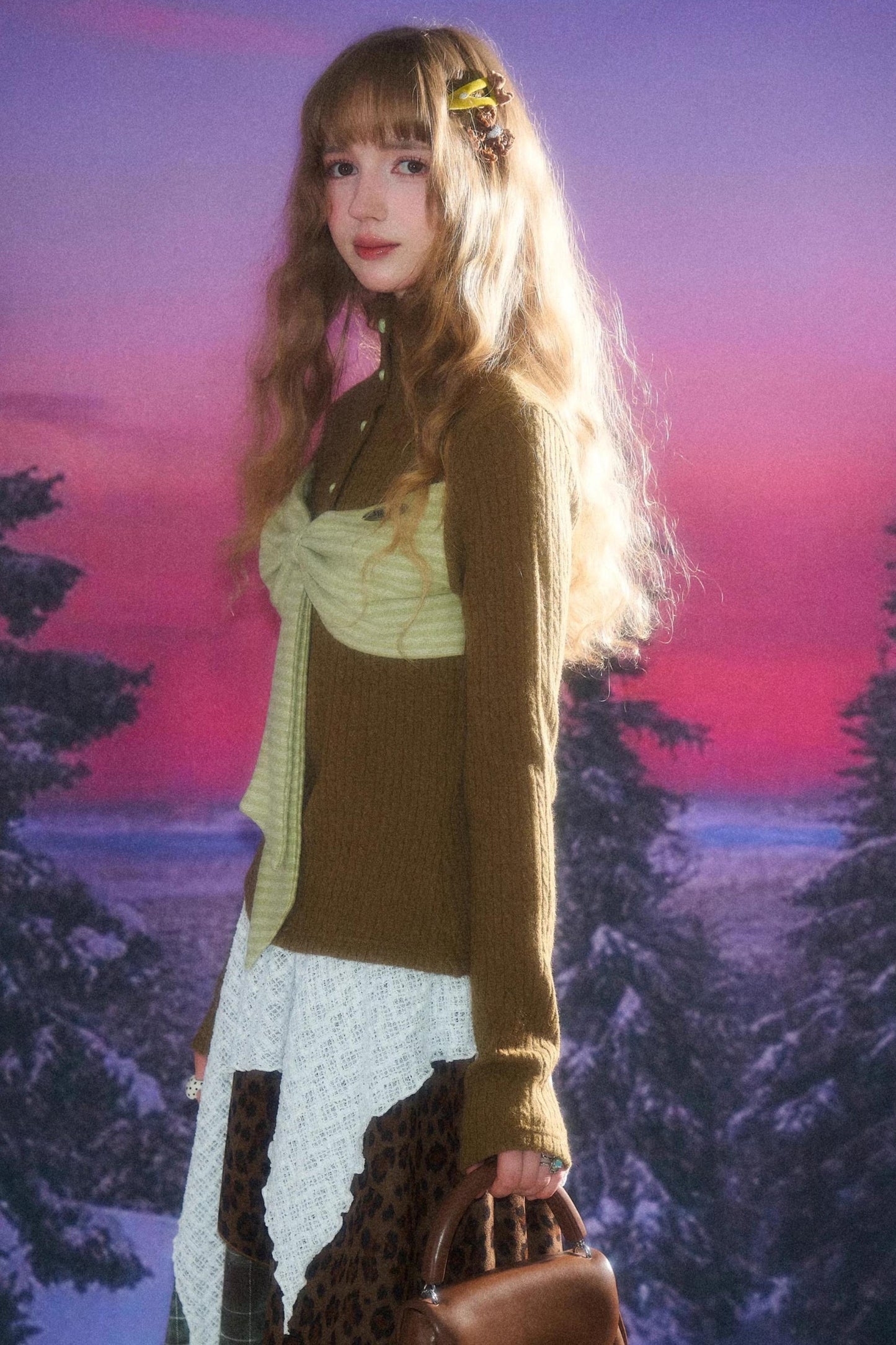 Autumn Bow Turtleneck Knitted Sweater