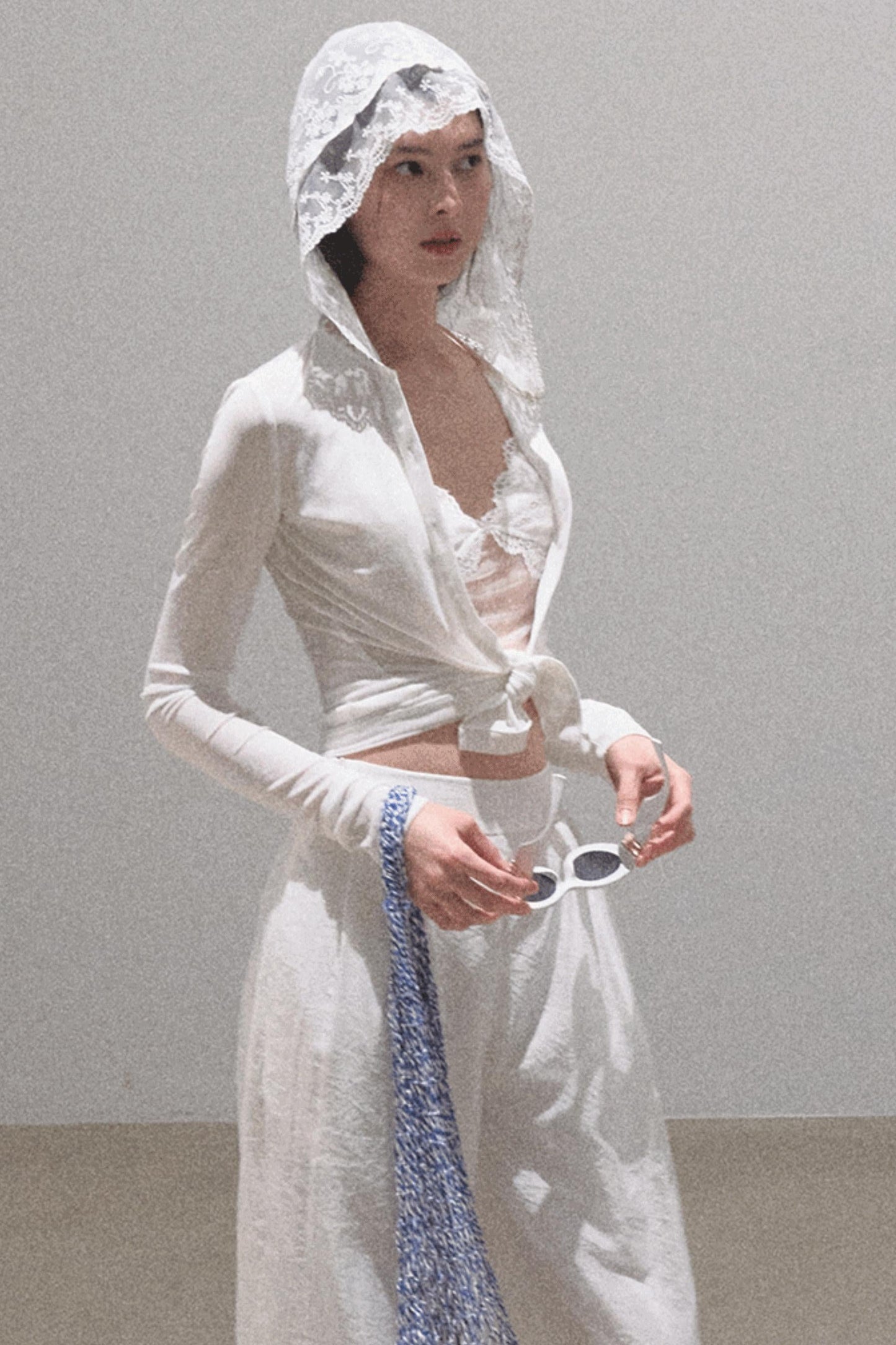 Snowflake Knit Hoodie &amp; Patchwork Shorts Set-Up