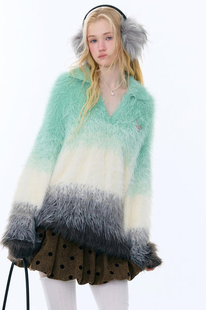 Retro Gradient V-Neck Sweater