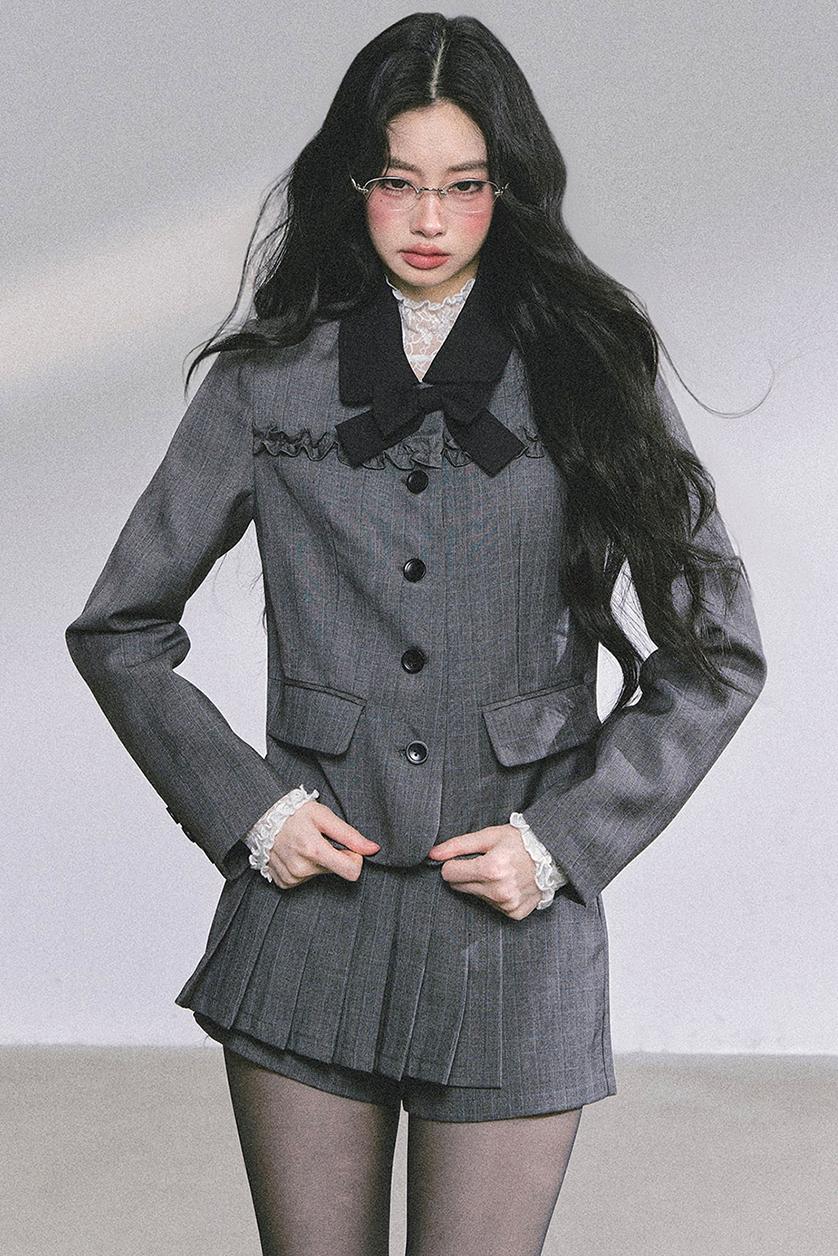 French Pleated Short Skirt Set-Up