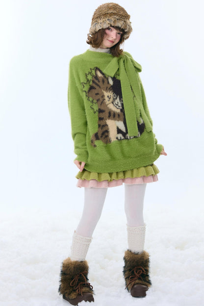 复古条纹针织裙