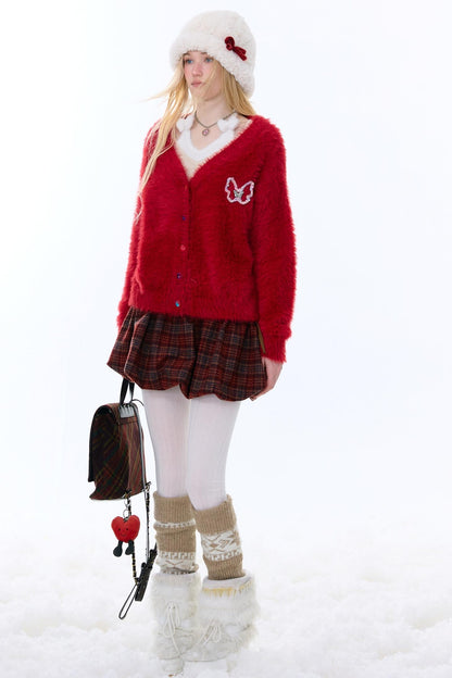 Retro Plaid Drawstring Skirt