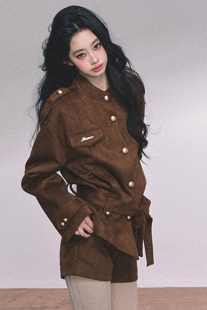 Golden Suede Womens Autumn Jacket Set-Up