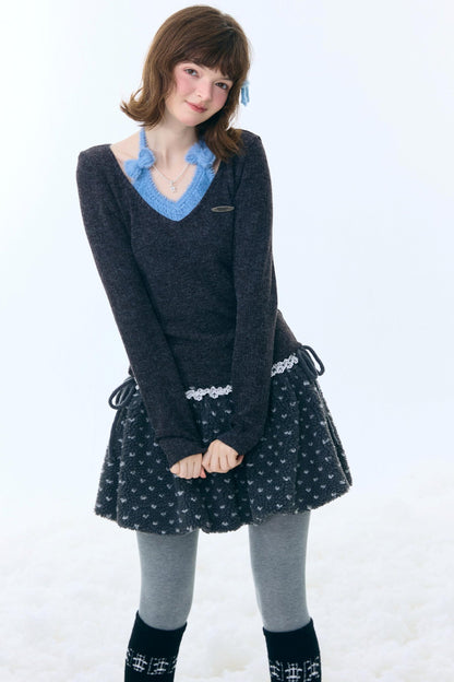 Bow Halter Knitted Top