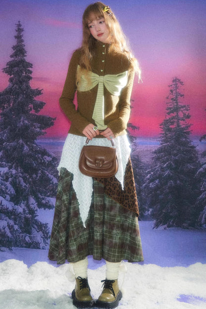 Autumn Bow Turtleneck Knitted Sweater