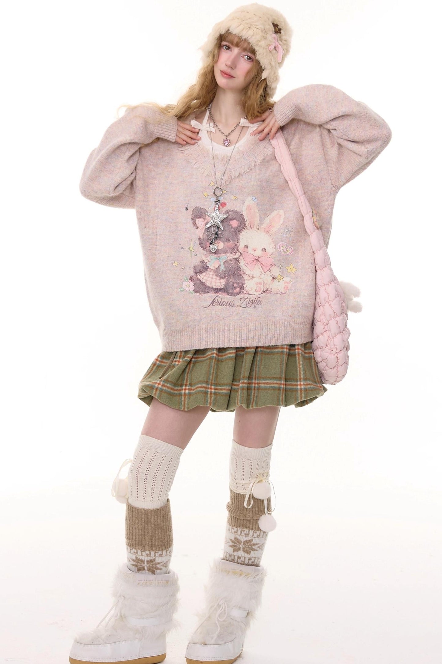 Green Plaid Woolen Skirt