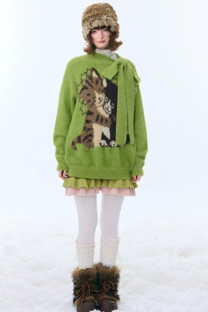 复古条纹针织裙