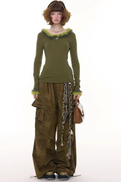 Autumn Retro Bow High Waist Slimming Trousers