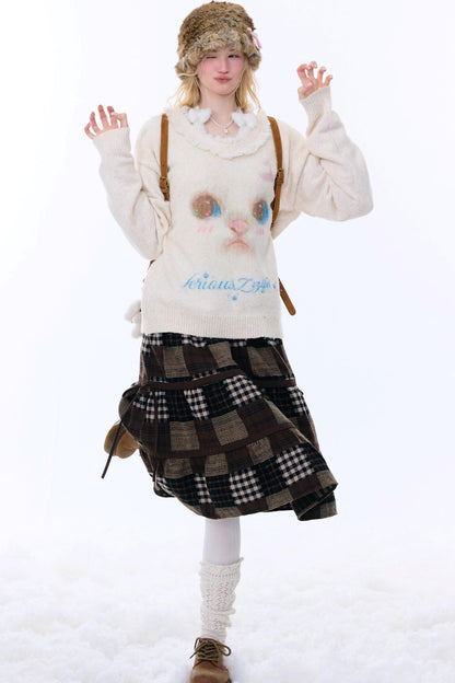 Dark Brown Plaid Skirt